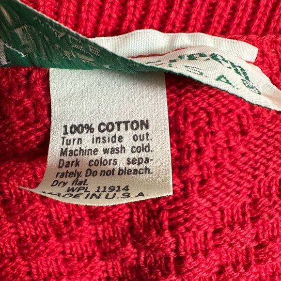 Vintage Village Green 100% cotton Red Knit Sweater Vest Size M - Picture 3 of 9